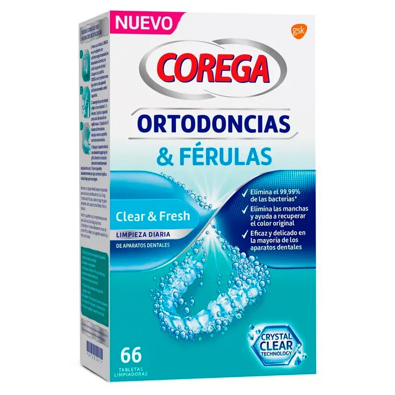 Corega Ortodoncias y Férulas tabletas limpiadoras para férulas 66tabs
